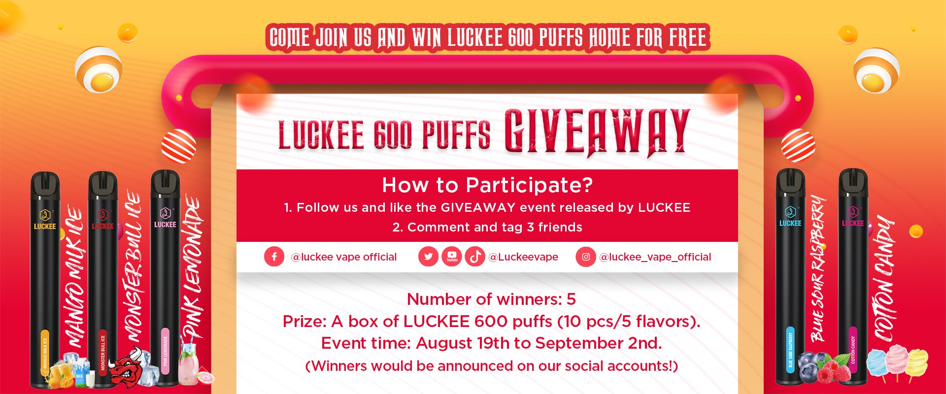 luckee 600 puffs giveaway