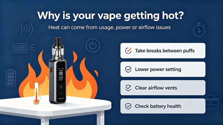 Why is your vape getting hot? Learn the common causes of an overheating vape, how to cool it down, and when you should stop using the device.